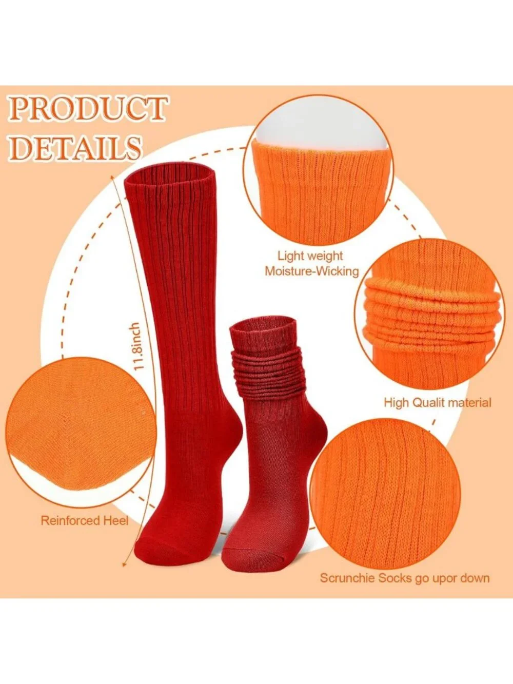 32 Pairs Women's Scrunch Slouch Knee High Socks in 32 Colors - Fashionable